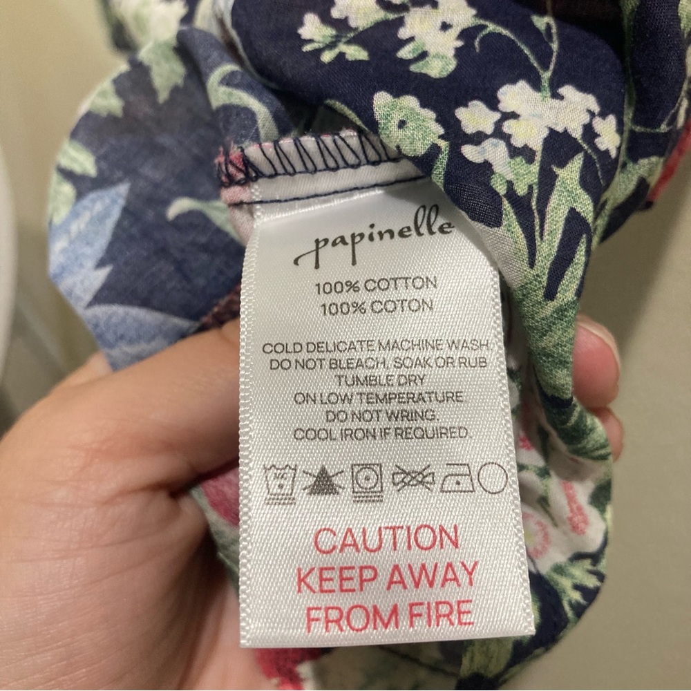 Floral Print Cotton Papinelle Chemise - Navy and Pink XL - Picture 9 of 13